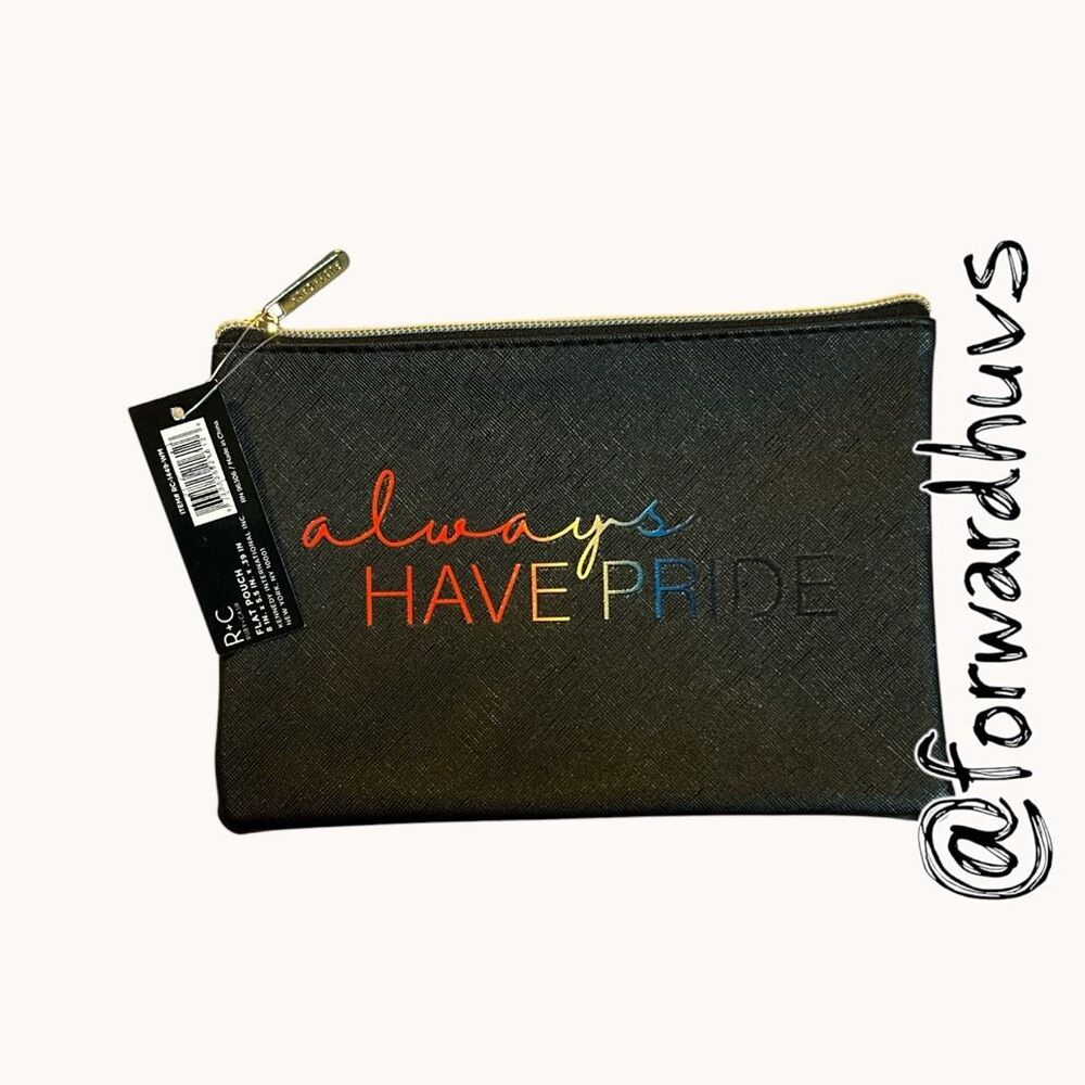 R+C Ruby + Cash Always Have Pride Zip Pouch Black NWT